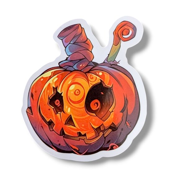 Spooky Halloween Vinyl Sticker (ZZ116): Swirled Jack-o'-lantern Pumpkin, 2 in. - Picture 1 of 1